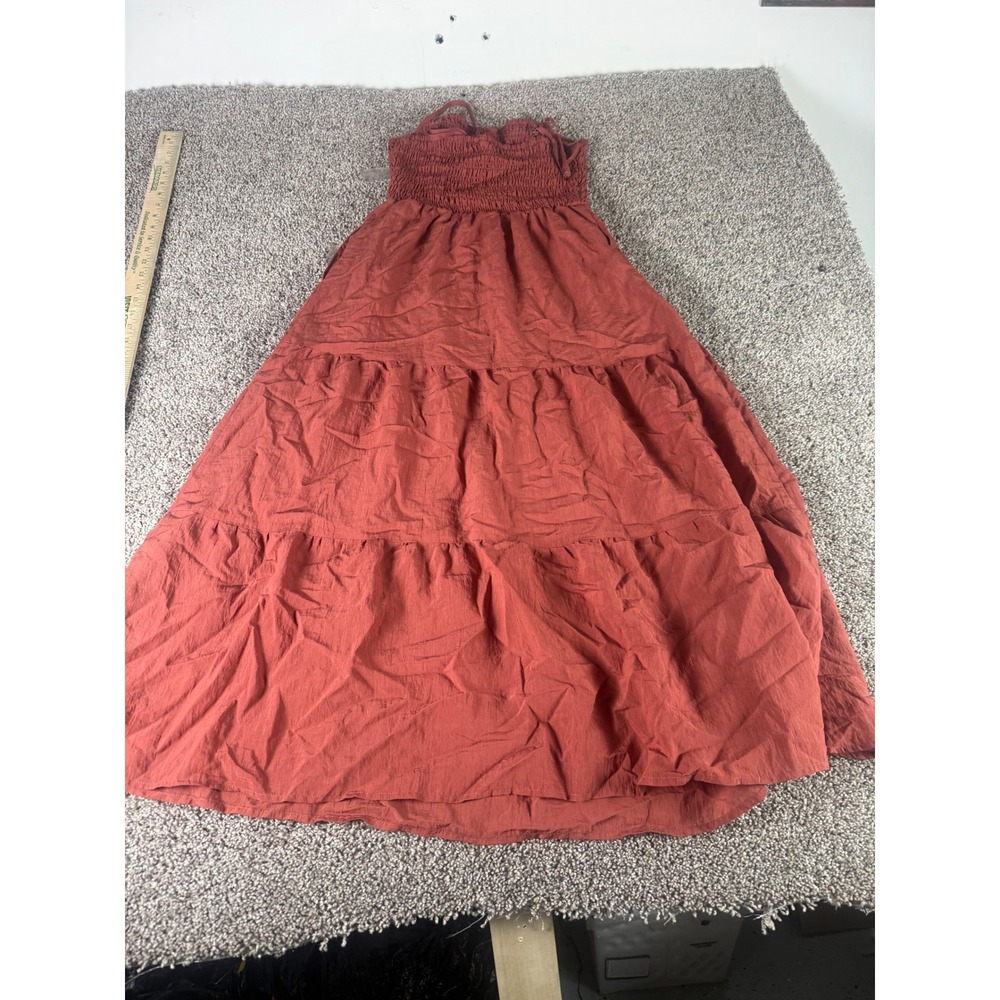 Universal Thread Rust Smocked Bodice Tiered Maxi Dress Small Terracotta Boho
